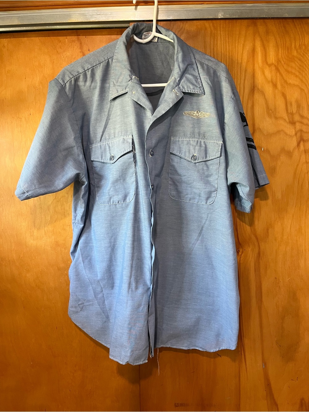 ⚓️ VTG 70s US Navy Submarine Chambray Utility Shirt - Stenciled E-3